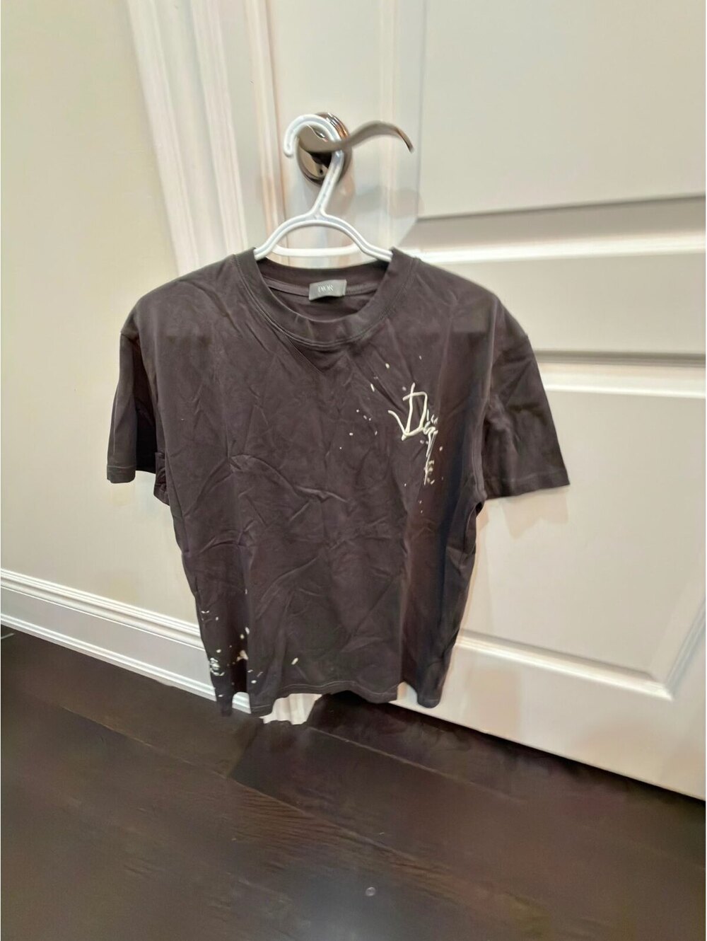 Dior Travis Scott Dark Gray Short Sleeve T-Shirt Detail, M